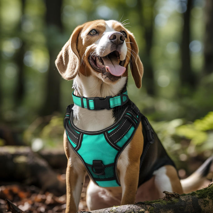 Joytale Reflective Dog Collar with Soft Neoprene Padded, Metal D-Ring, Adjustable for Large Dogs in Teal