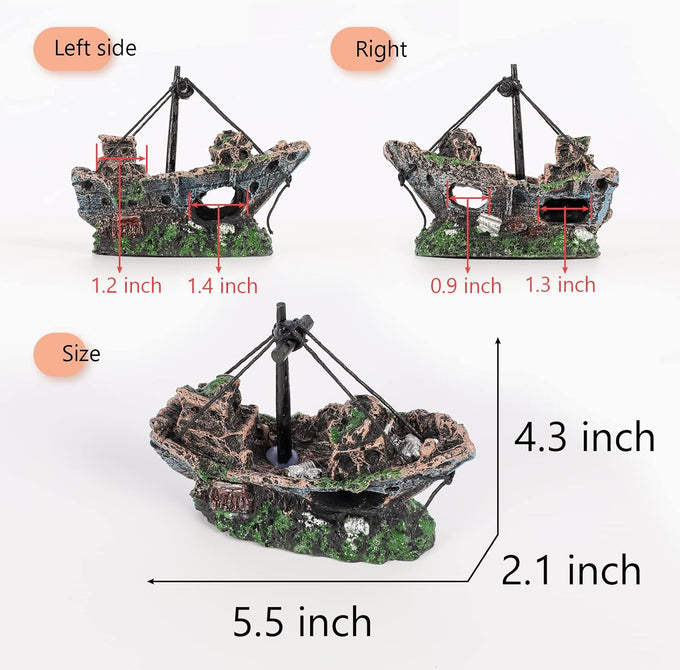 raeasily 10x10 shipwreck aquarium decoration resin sunken ship
