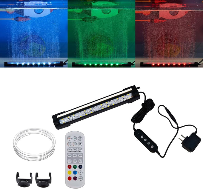 Carefree 24/7 Mode Submersible LED Aquarium Light with Full Spectrum CRI 82~85, Nanometer Materials, and Air Stone