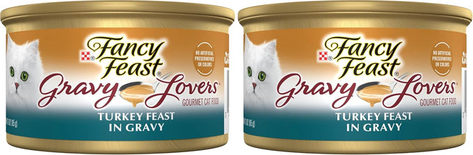 Purina Fancy Feast Gravy Lovers Turkey Feast Grilled Gourmet Cat Food in Wet Cat Food Gravy - (Pack of 24) 3 oz. Cans