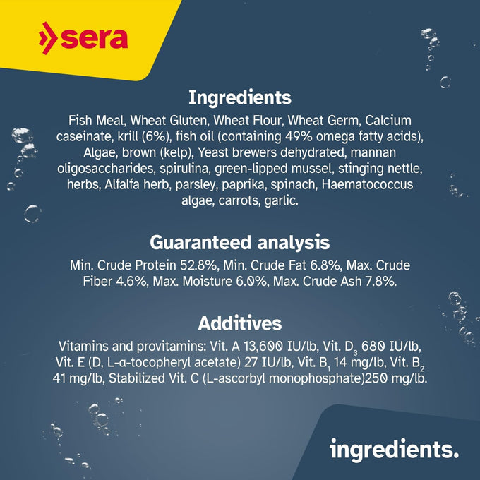 sera Marine Granules Nature Staple Food 3.5oz for Saltwater Fish Dye-Free Preservative-Free with Marine Algae Spirulina & Krill