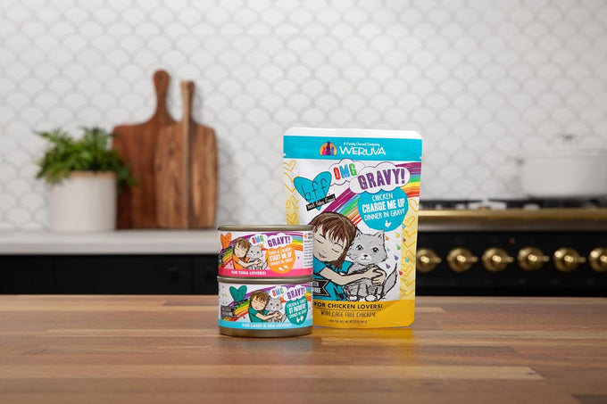 Weruva B.F.F. cat food, 2.8oz cans, pack of 12, grain-free, gluten-free, beef & salmon in gravy