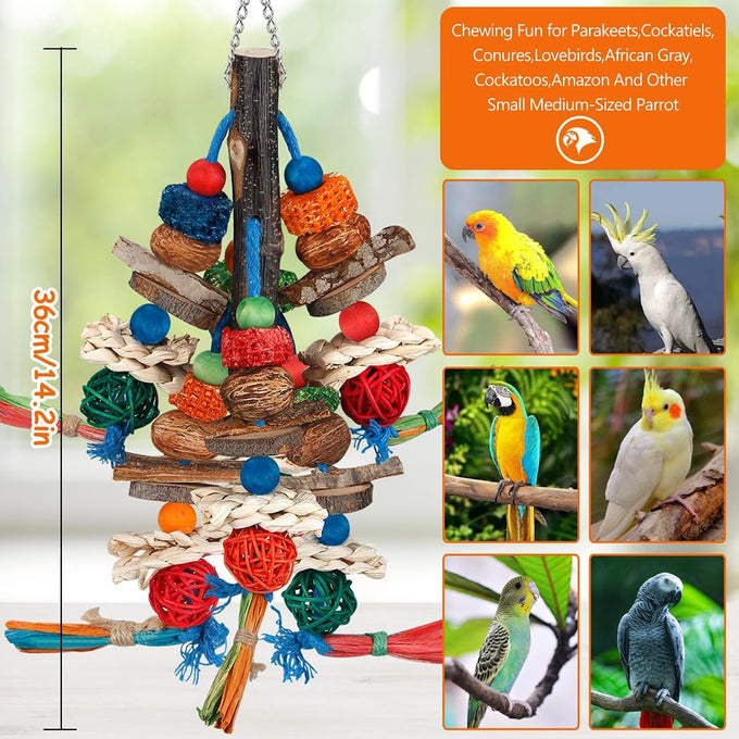 parrot toys, natural corn cob, sturdy nut, bird chew toy, durable, safe, handcrafted