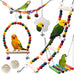 Wooden parakeet toys and accessories, 7-piece set for small conure, cockatiel, and budgie cages, 18 inches
