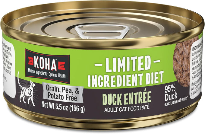 Koha limited ingredient diet duck pate for cats, single meat wet cat food, sensitive stomachs, 3oz pack of 24