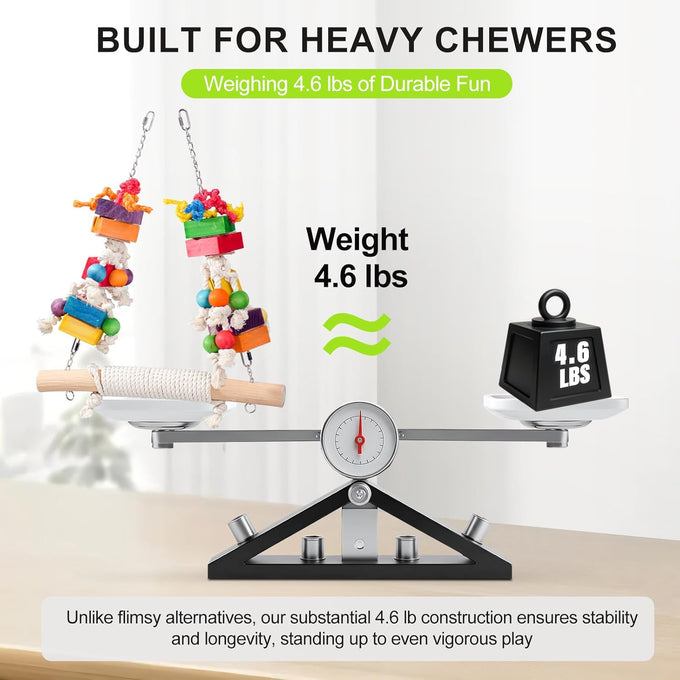 21.6" Giant Refillable Parrot Toy Swing for Macaws, Cockatoos, 4lb Heavy Duty Bird Toys, Large Natural Wooden Block Chew & Shredding Toy