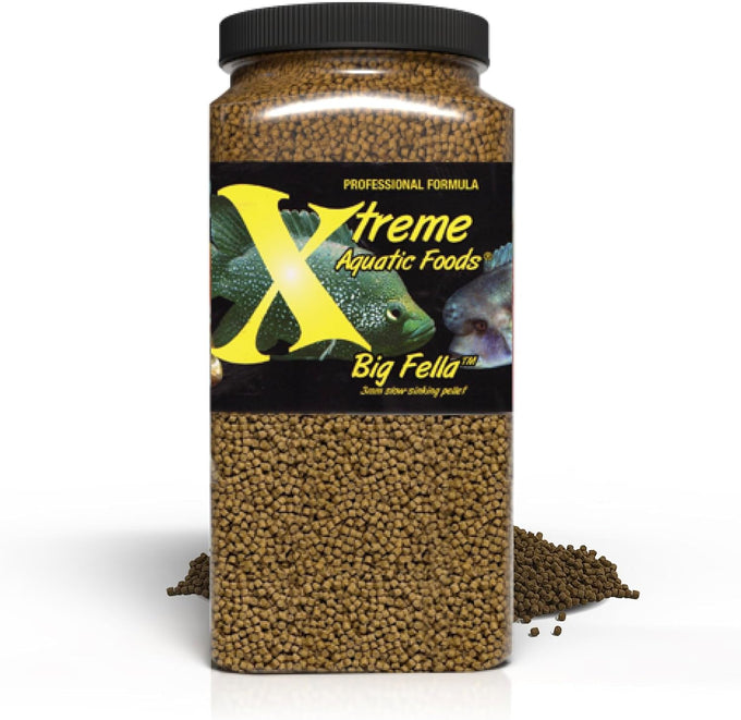 xTreme Big Fella 3.0mm Pellets: Professional Nutrition for Medium to Large Cichlids and Community Fish - USA Farm Grown Pellet Food (20oz)