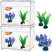 MoonOrange 0.2 Gallon Mini Betta Fish Tank Kit with LED Light Base, Stackable Cube Tank for Small Fish and Pets