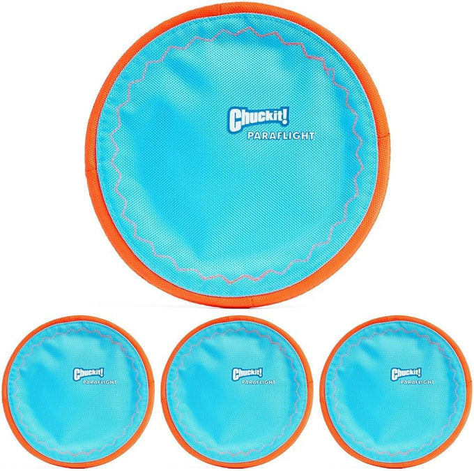 chuckit paraflight flying disc dog toy durable nylon water floating flyer for medium large dogs size large