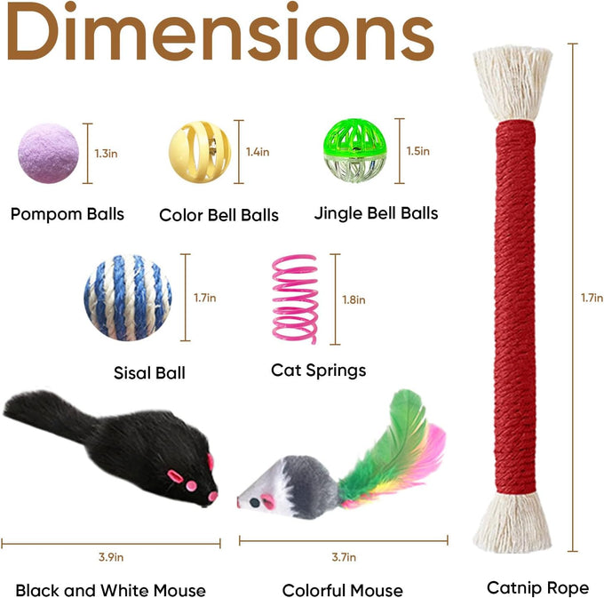 Whisker Delights 34-Pack Interactive Cat Toy Set for Indoor Cats and Kittens