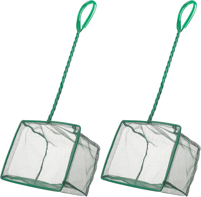 Pawfly 4-inch small aquarium fish net with braided metal handle and soft fine mesh for small fish tanks and ponds