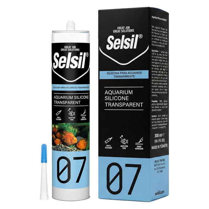 Selsil aquarium silicone sealant, transparent 10.14 fl oz, high elasticity, safe for fish, solvent-free, ozone-resistant, 1 pack