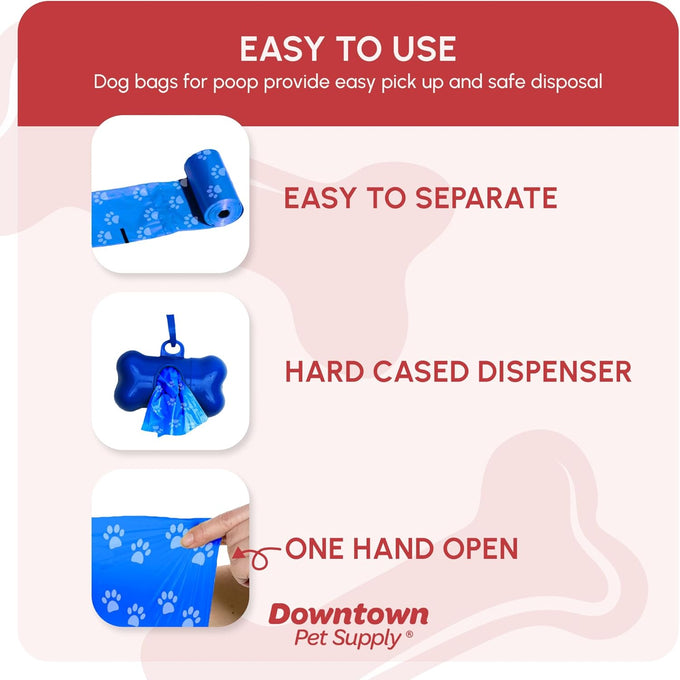 Downtown Pet Supply Poop Bags for Dogs with Leak-Proof Dispenser, 180 Count, Rainbow, 12.5" x 8.5"