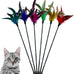 cat wand feather toys set, 6 pieces interactive cat toys for indoor cats, 17.7 in feather stick