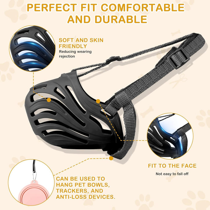 Soft, Breathable Dog Muzzle Suitable for Daily Use, Adjustable Basket Design Prevents Chewing and Biting