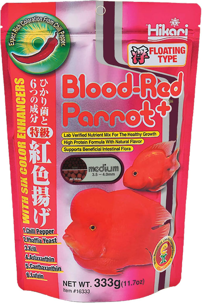 Hikari Blood Red Parrot+ Medium Pellet Fish Food, 11.7 oz, Color Enhancing Formula with Astaxanthin