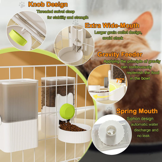 lemtrflo rabbit feeder for cage hanging automatic cat feeder water dispenser ferret cage accessories