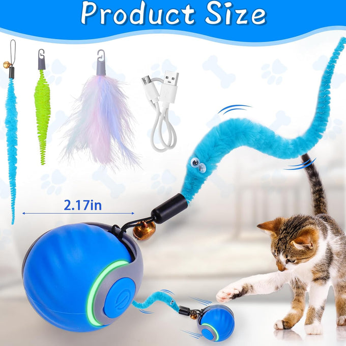 Baborui Automatic Interactive Cat Toy Ball for Small/Medium/Large Cats - Blue