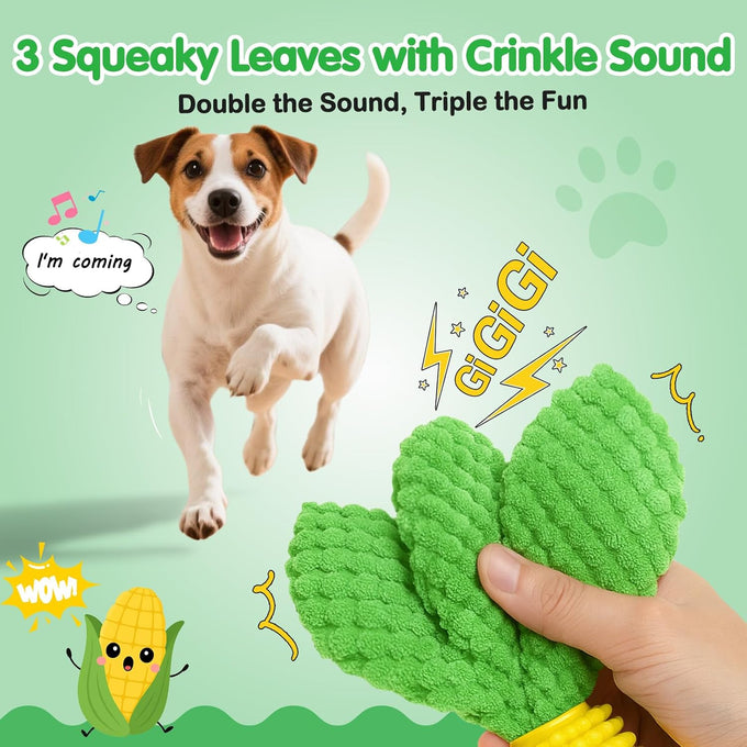 tooptate dog chew toys - squeaky corn dog toys for medium and large dogs - soft durable teething toys