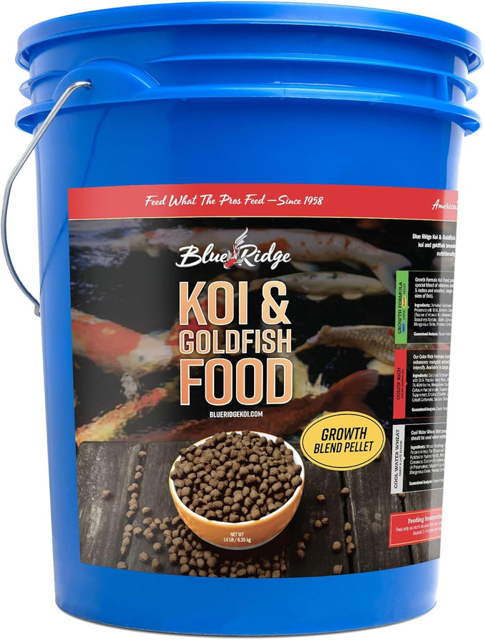Blue Ridge 2lb Koi Food for Ponds - Large and Mini Blend Growth Formula, Premium Fish Food for Koi and Goldfish