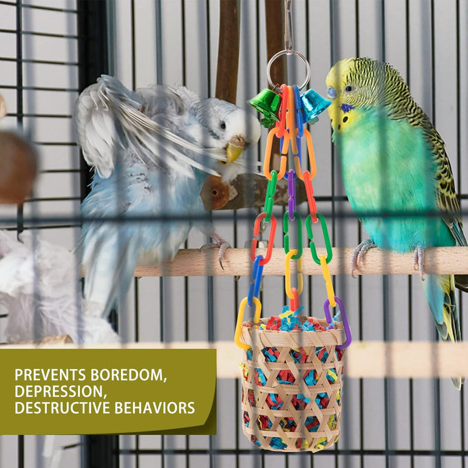 RLRICH 6 pack colorful parrot foraging shredder toys with comfy perch for parakeet and small medium parrots