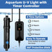 hygger 9w aquarium u-v light with timer, 360° protective shield clean light for crystal clear green water, 60–100 gallon freshwater & saltwater aquariums