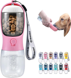 cibaabo dog water bottle with food container, 10oz and 19oz capacities, leak proof lock and carbon filter