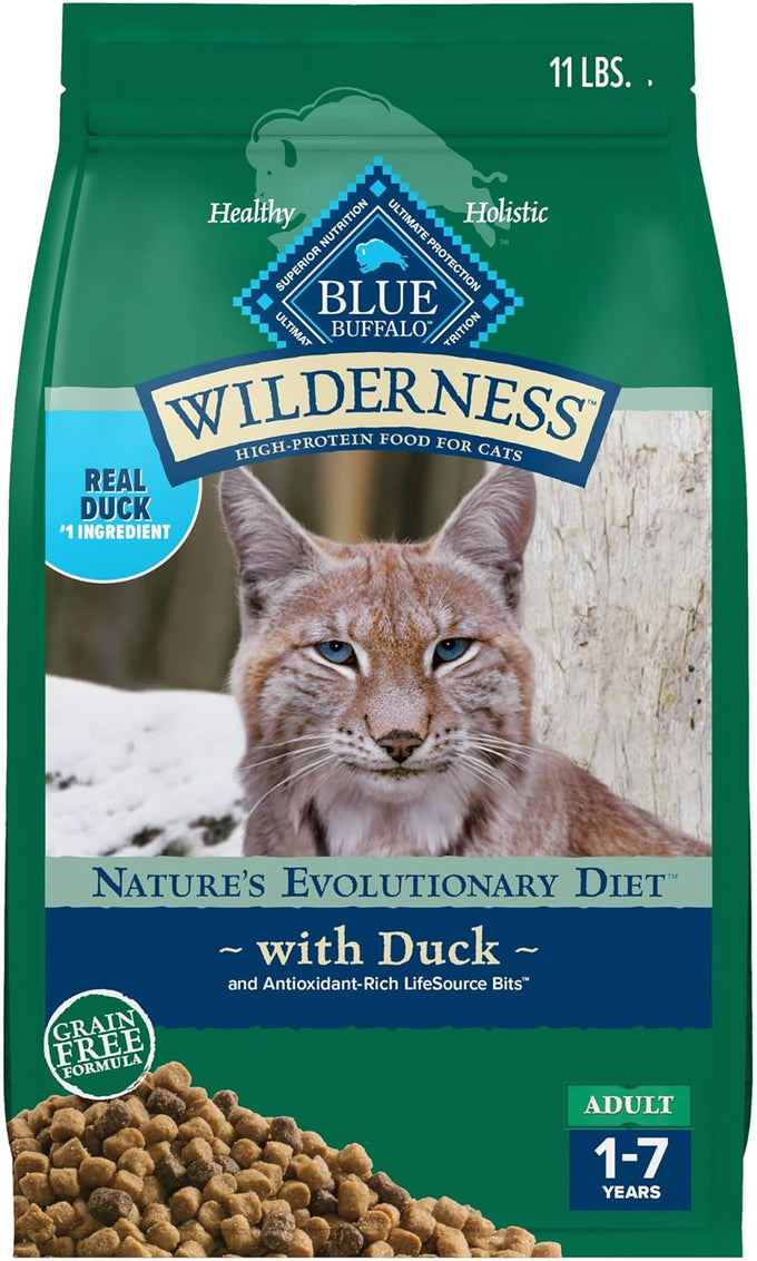 Blue Buffalo Wilderness Duck High-Protein Grain-Free Adult Dry Cat Food, 11-lb Bag
