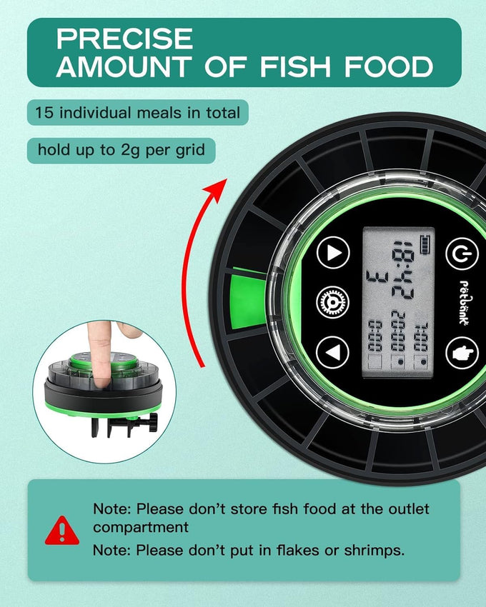 petbank automatic fish feeder for betta aquarium usb rechargeable auto food dispenser with precision feeding timer lcd display
