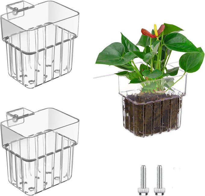 Black aquarium plant holder 4 PCS with 24 hooks, 20 suction cups for fish tank decorations