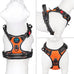 Phoepet medium size reflective dog harness with handle, easy to put on and take off, orange color