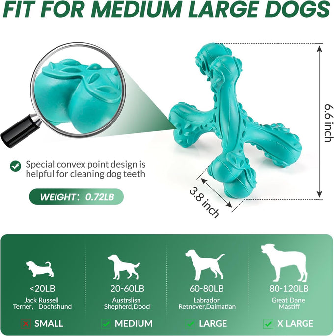 Blue Indestructible Natural Rubber Bone Toy for Large Breed Aggressive Chewers Dogs, Durable and Easy Cleaning