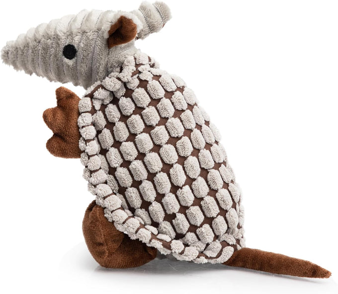 holy-pet-plush-dog-squeaky-toy-armadillo-gray-8-inch-small-medium-large-breed
