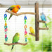 Bird Swing Toys with Perch Stand for Budgies, Parakeets, Cockatiels, and Small Birds - Bird-Safe Wood and Colored Chains