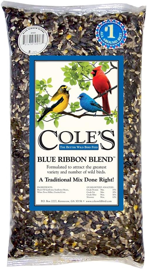 Cole's BR05 Blue Ribbon Blend Bird Seed, 5-Pound, Attracts Cardinals and Many Ground and Perch-Feeding Birds
