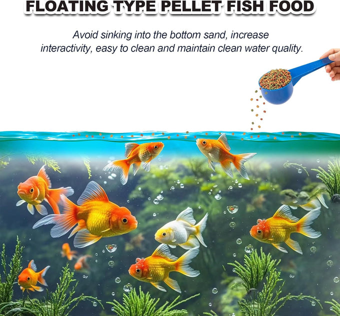 Floating Goldfish Food Pellets with Natural Antarctic Krill & Spirulina, Promotes Growth and Clear Water Formula, 12oz