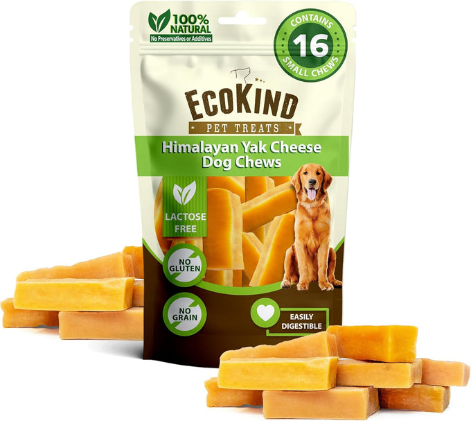 EcoKind gold yak cheese dog chews, natural, high protein, durable for aggressive chewers, large, 4 chews, 1 lb