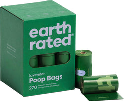 Extra Thick Lavender Scented Earth Rated Poop Bags, Leak Proof, 270 Bags for Dog Walking Essentials