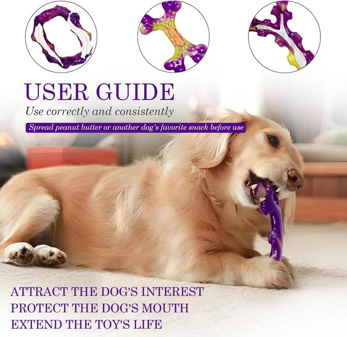 Frienhund tough nylon dog toys 3 pack for aggressive chewers, durable dog bones for medium large breeds