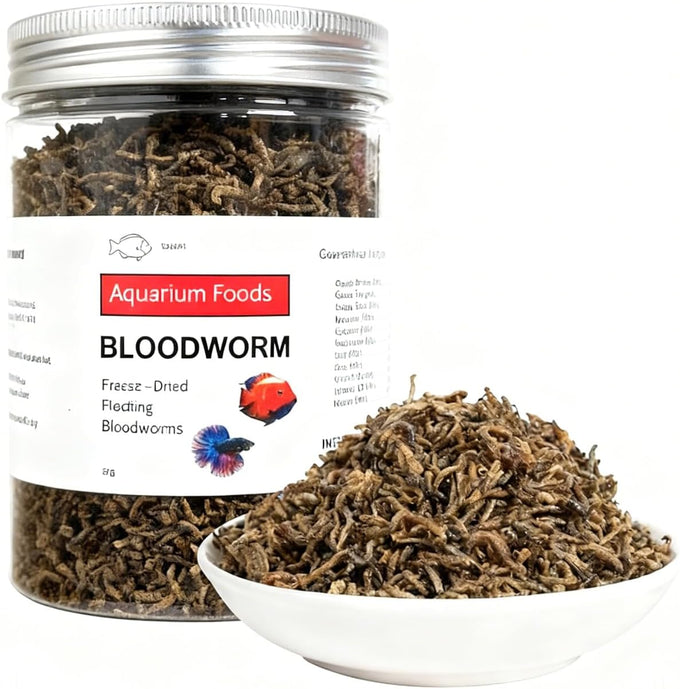 YZHZOM freeze dried bloodworms for tropical fish, bettas, goldfish, discus, and more, 2oz