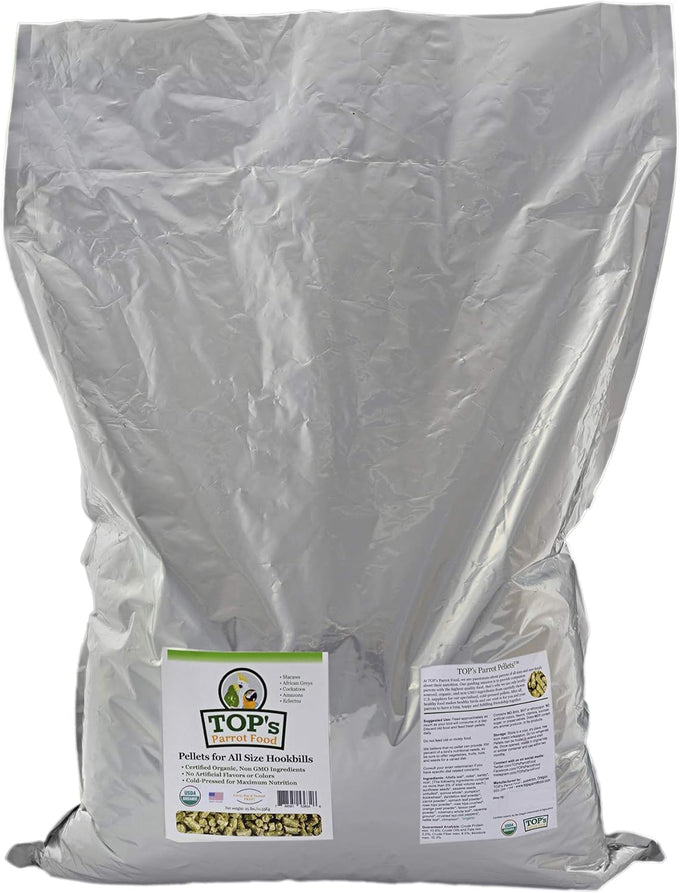 TOP's USDA Organic Hookbill Pellets for Large and Medium Parrots, Non-GMO, Peanut Soy & Corn Free, 10 lb