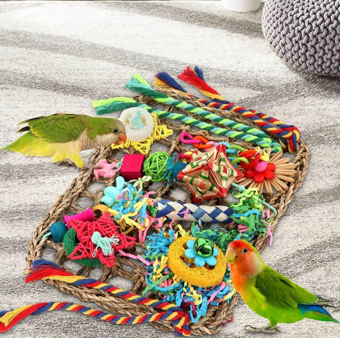 yixund handmade seagrass wall bird toys for parakeets cockatiel conures lovebirds