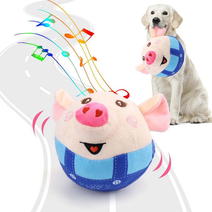 Baborui Rechargeable Interactive Dog Toy in Blue, Jumping Squeaky Toy with Recording and Music Modes for Small to Large Dogs
