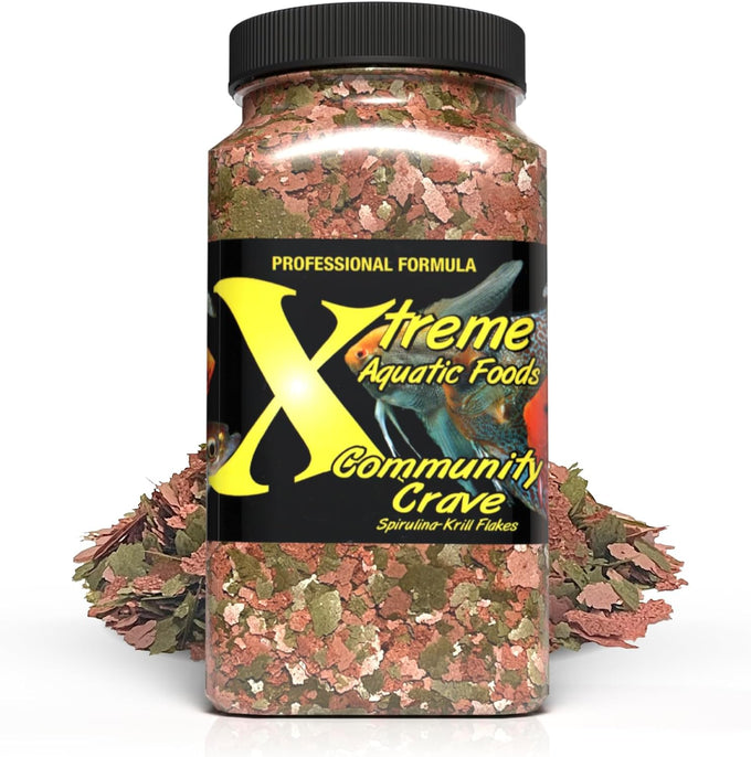 Xtreme Community Crave Flake - 60% Spirulina & 40% Krill for Vibrant Colors, Immune Support & Digestive Health - Fish Nutrition