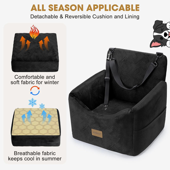 joejoy dog car seat for small medium dogs under 35lbs, black