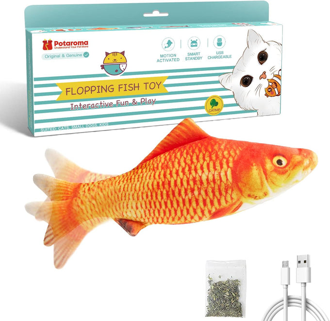 potaroma cat toys flopping fish with catnip automatic motion sensor 10.5 inches