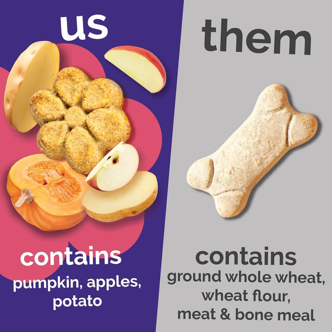 Fruitables Baked Dog Treats - Pumpkin and Apple Flavor, 7oz, Low Calorie, Wheat-Free, Made in the USA