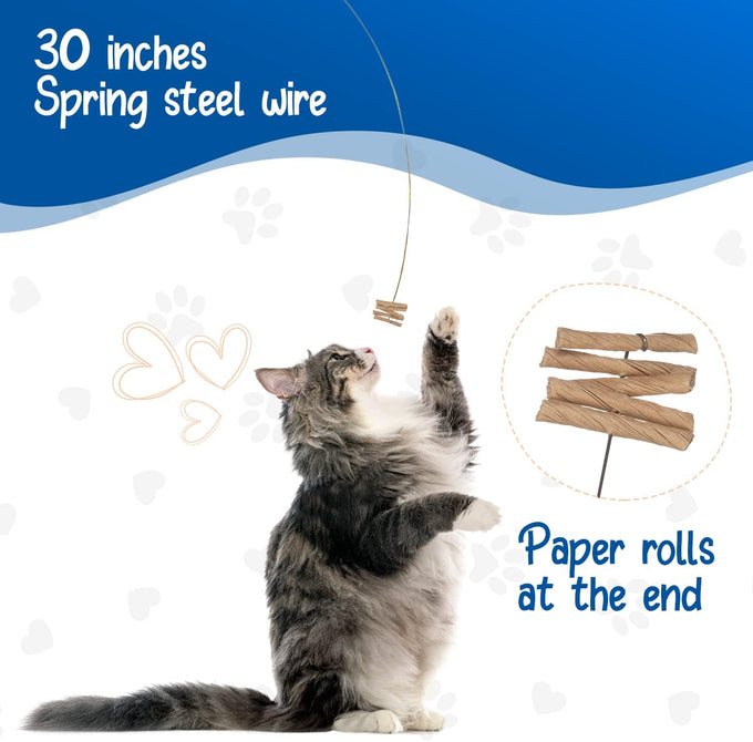 Cat Dancer Interactive Cat Toy 2 Pack - 30 inches Flexible Wire with Paper Roll - Engaging Play for Cats