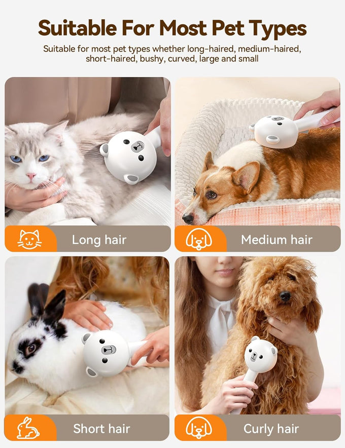 Cat Steam Brush with Release Button, Dual Speed Spray, USB Rechargeable Grooming Supplies for Indoor Cats