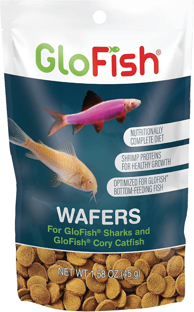 Tetra GloFish Wafers for Sharks and Cory Catfish, Bottom-feeding Fish Food, 1.58 Oz, Nutritionally Complete Diet